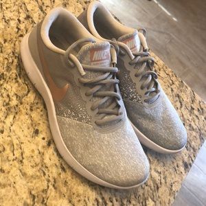 Rose gold Nike shoes
